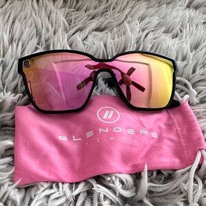 Blenders Eyewear Matte Black Sunglasses with Pink/Gold Mirrored Lenses
